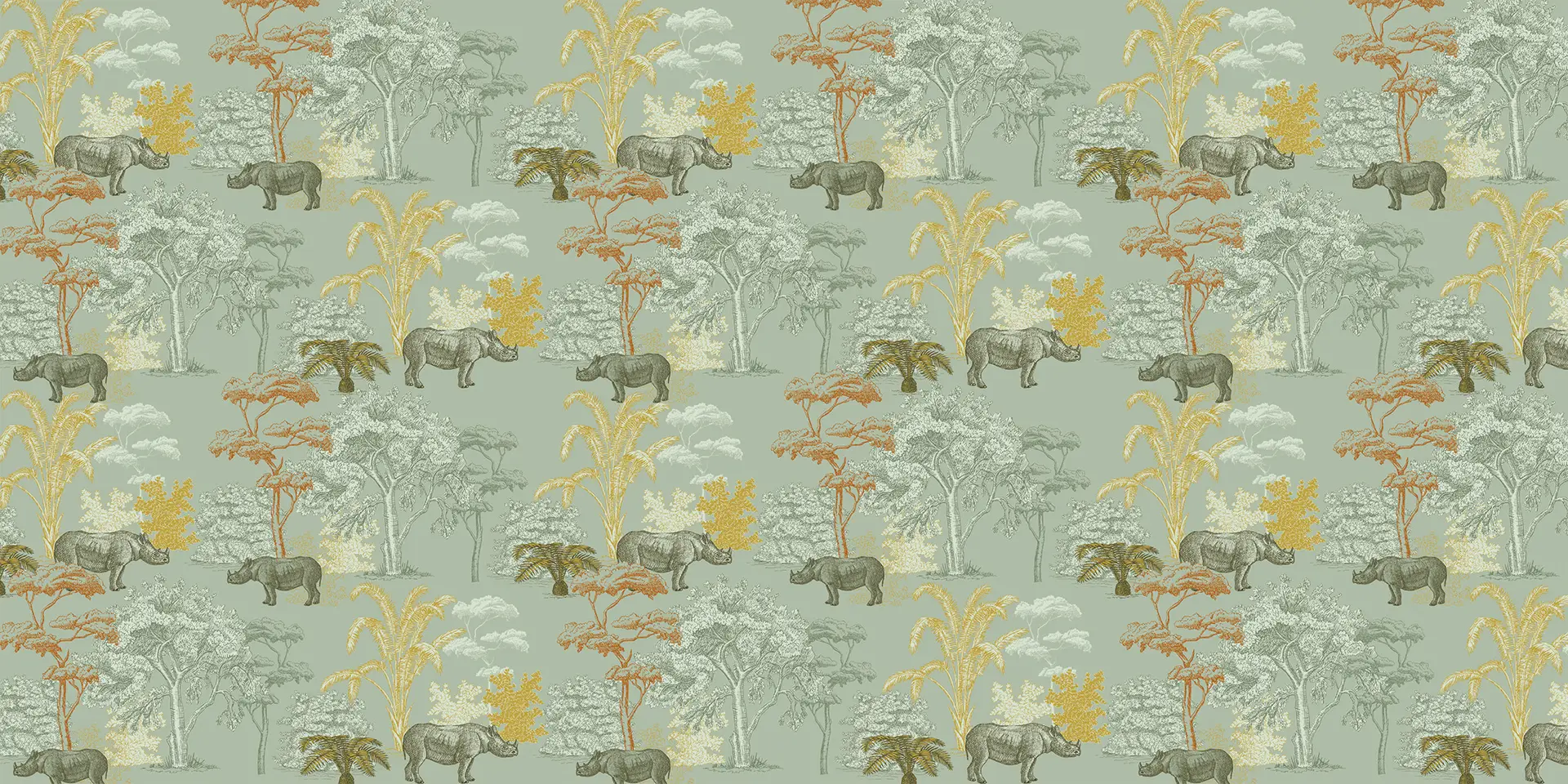 Toile tendue murale Ballade au milieu des Rhinocéros, deuxième visuel