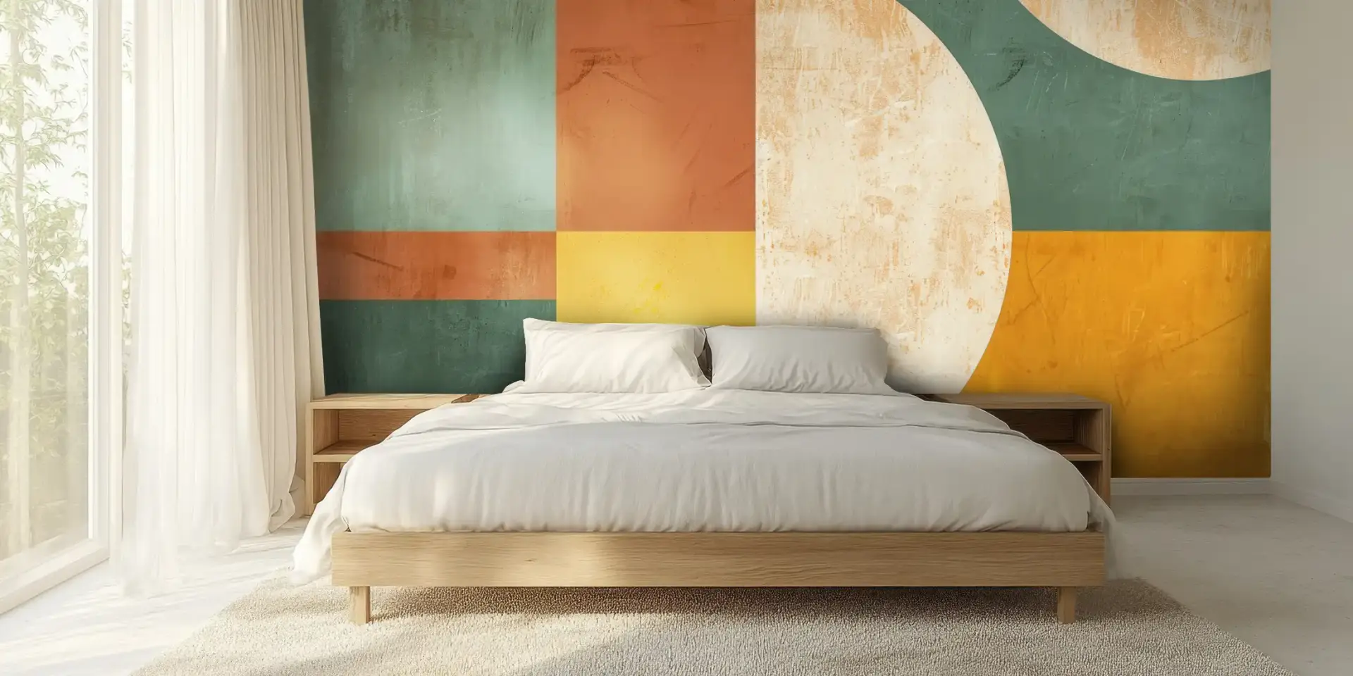 Toile tendue murale Tête de lit Vintage, posée dans un intérieur