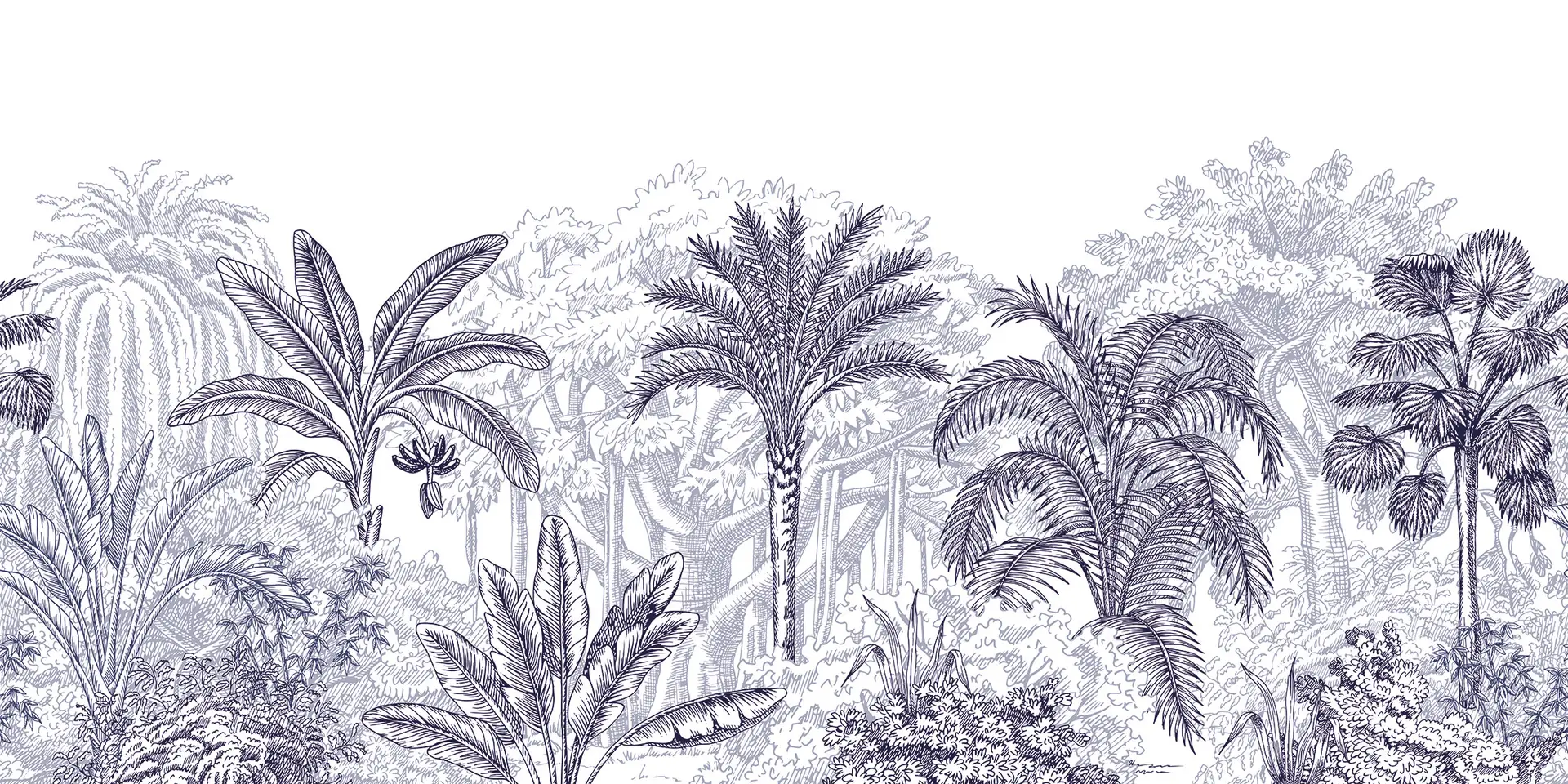 Toile tendue murale Jungle luxuriante bleue, deuxième visuel