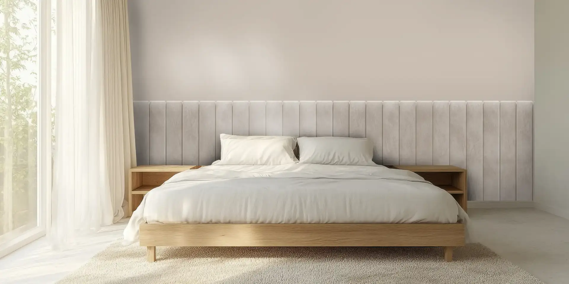 4a9e52c5-bff2-48fa-8c2f-df8974080776 Toile tendue murale Tissu de velours beige, posée dans un intérieur