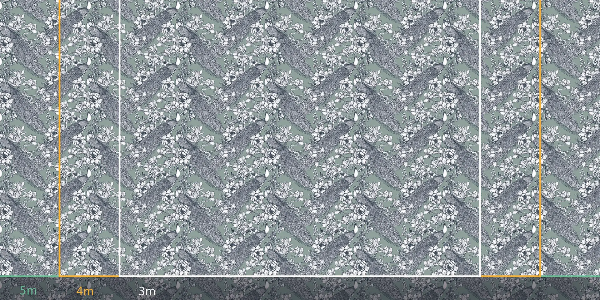 paon-kaki-bleu Toile tendue murale Paons Vert-bleuté, troisième visuel