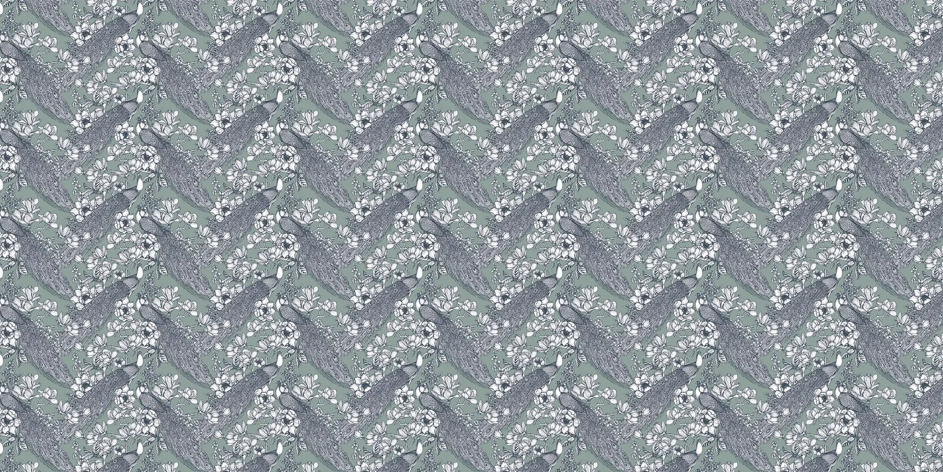 Toile tendue murale Paons Vert-bleuté, deuxième visuel