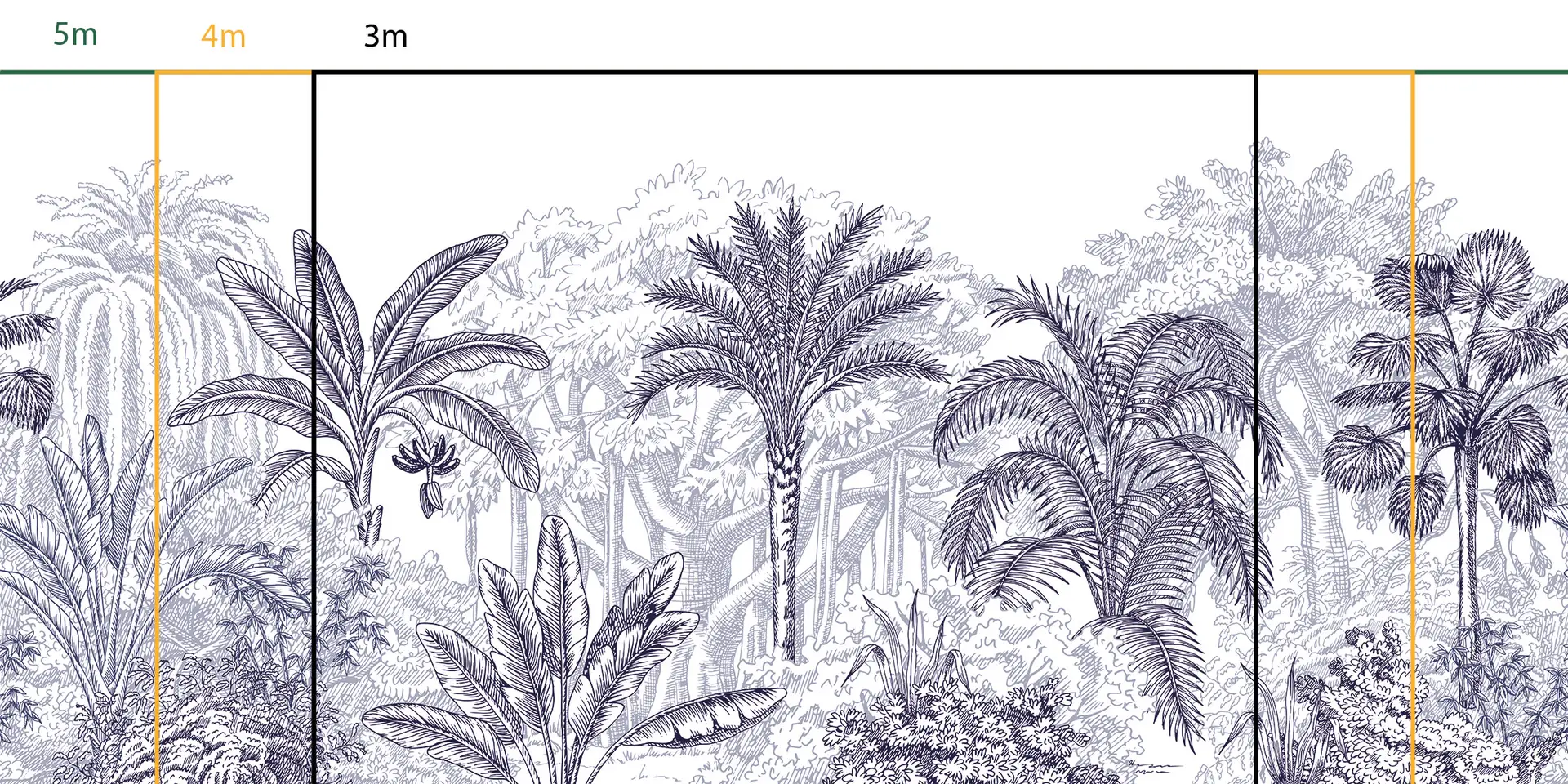 jungle-bleu-blanc Toile tendue murale Jungle luxuriante bleue, troisième visuel