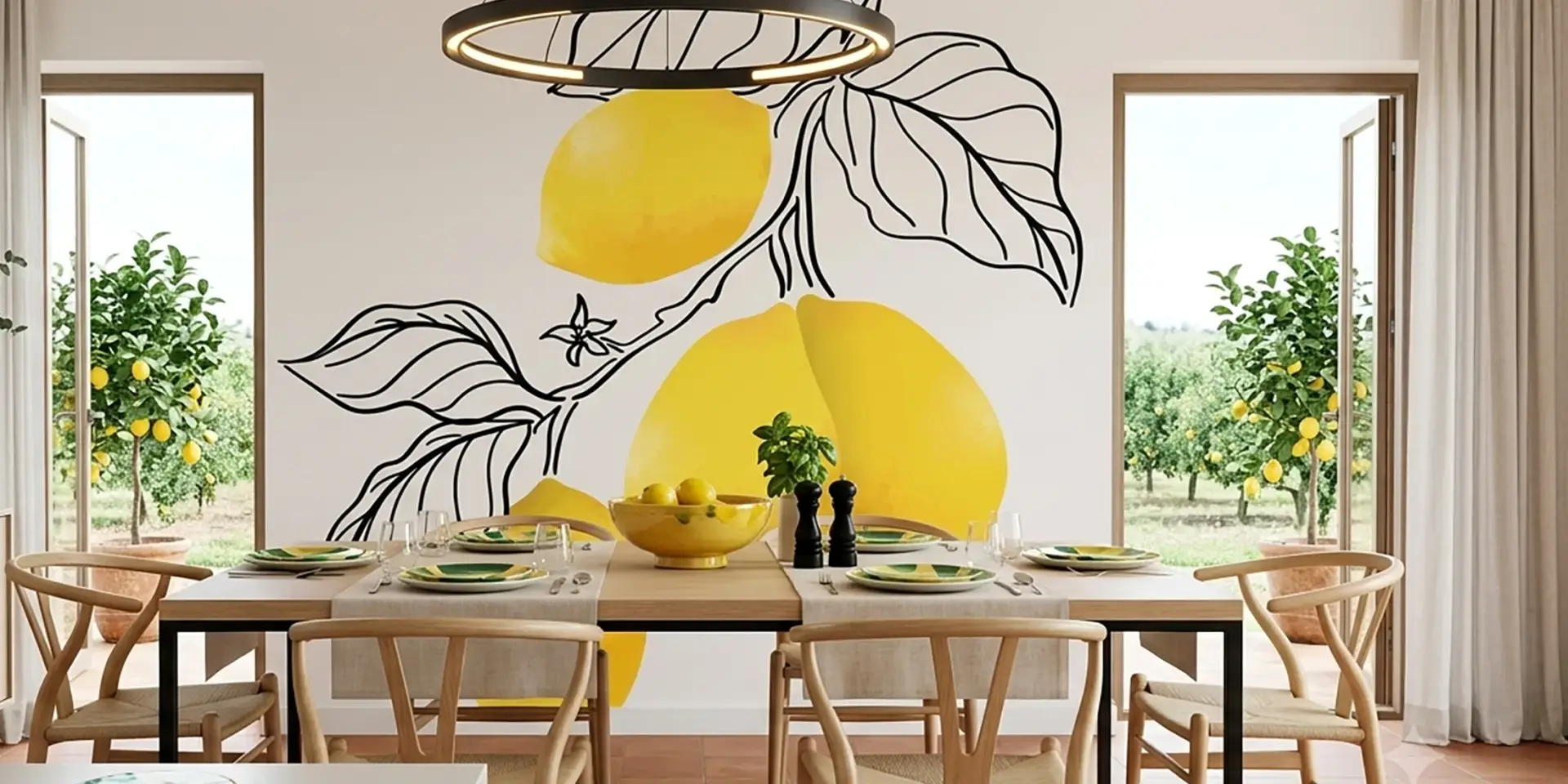 Toile tendue murale Citrus Italia, posée dans un intérieur