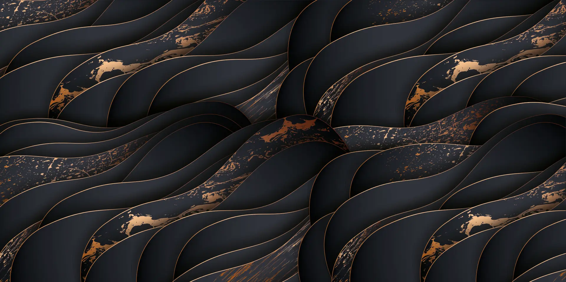 Toile tendue murale Vagues noires & bronze, deuxième visuel