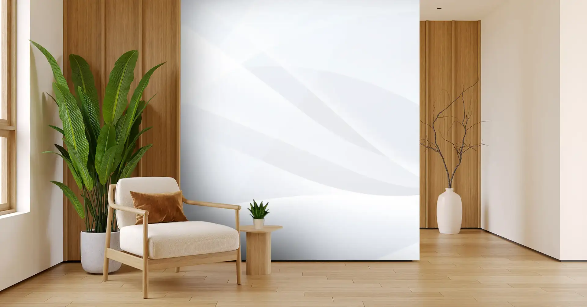 Toile tendue murale La Vaporeuse, posée dans un intérieur