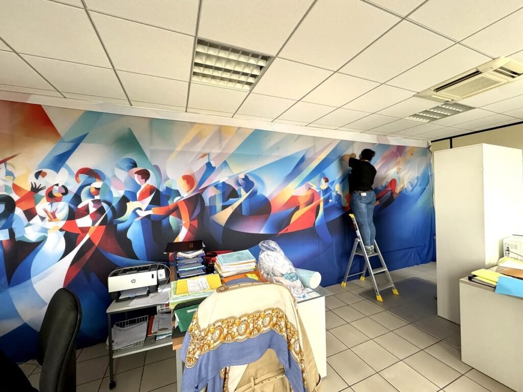Réalisation Le 1609, toile tendue murale posée