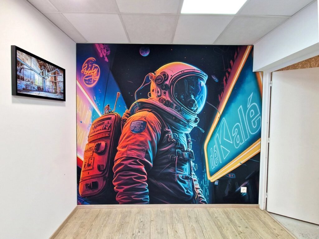 Réalisation Le 1609, toile tendue murale posée