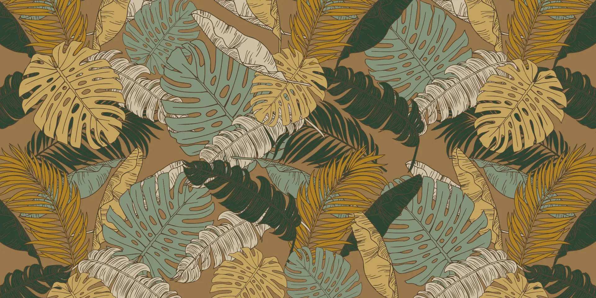 feuilles-tropicales-BROWN Toile tendue murale Feuilles tropicales nature, deuxième visuel