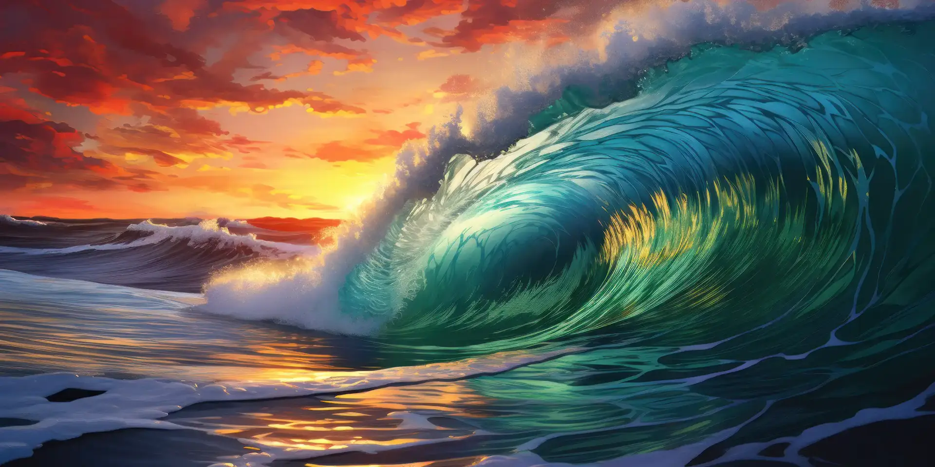 Toile tendue murale Vague au crépuscule, deuxième visuel