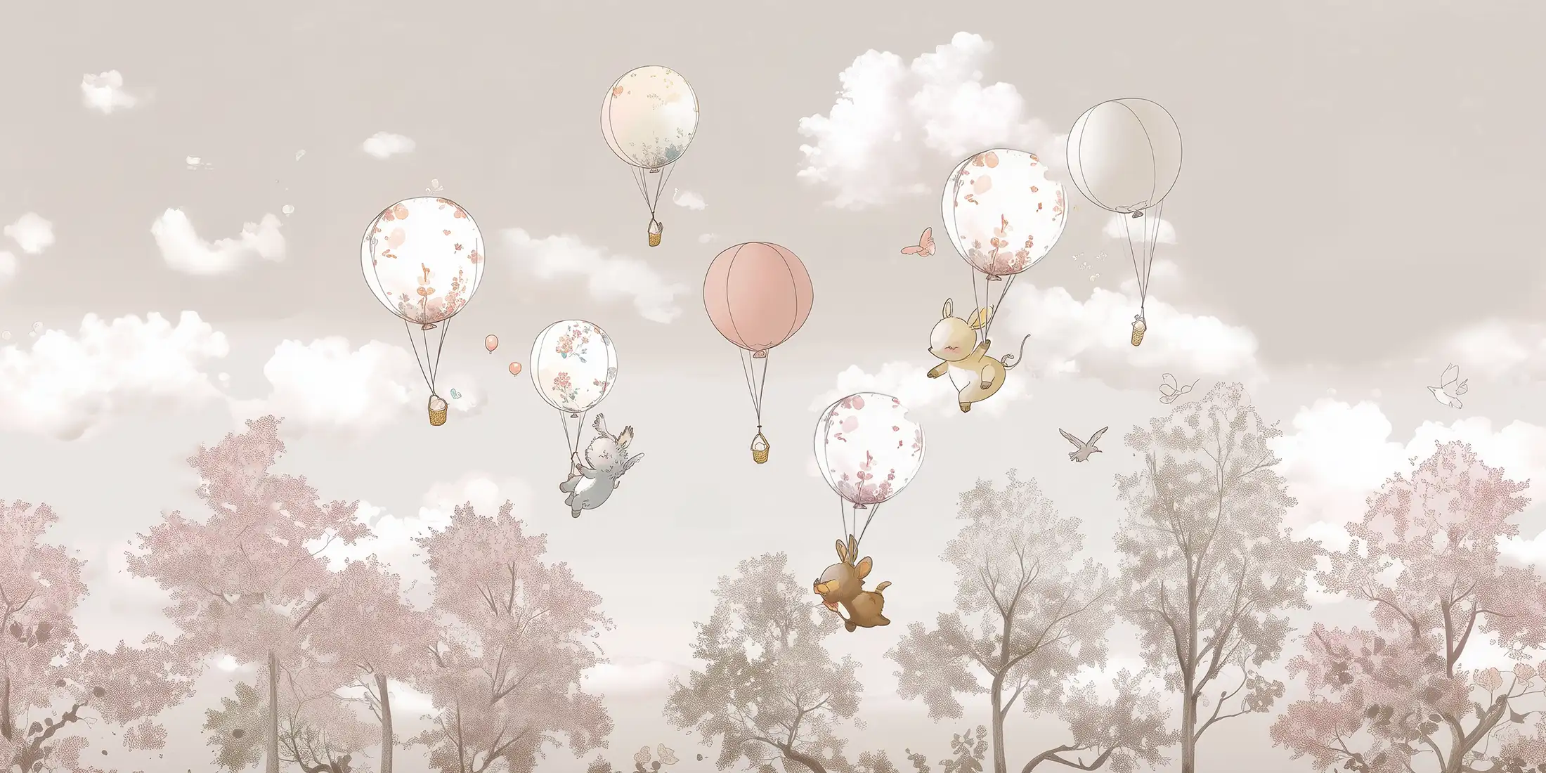 Toile tendue murale Animaux et ballons, deuxième visuel