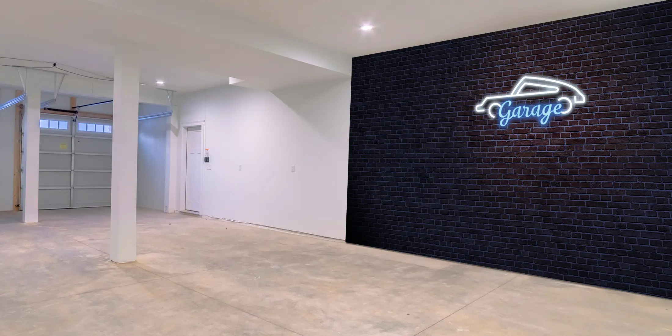 Toile tendue murale Garage Néon bleu, deuxième visuel