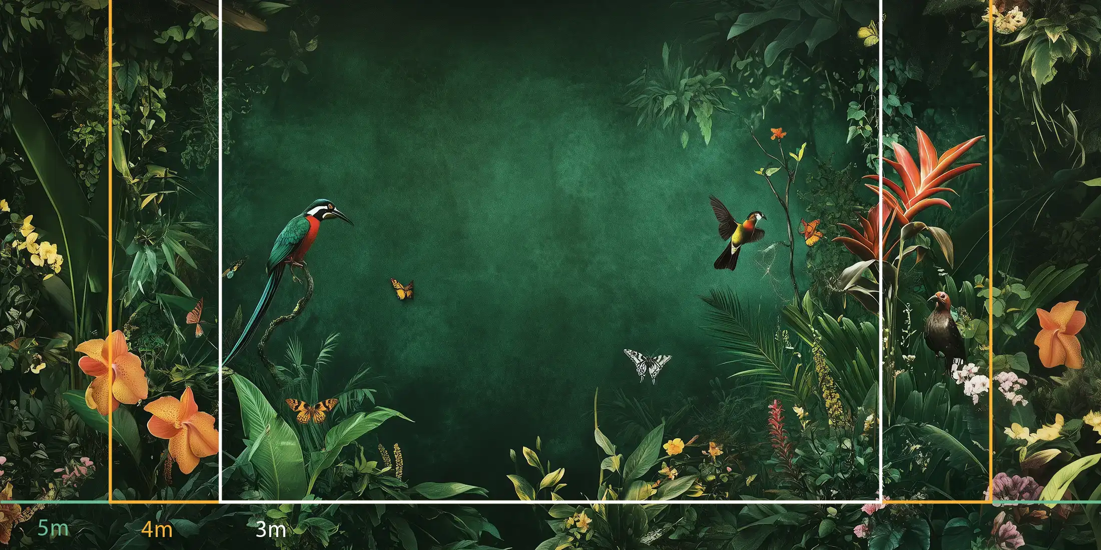 store_01JSP77R2WD9DAGQYCZT8JS9562Fassets2F1751441603259-1609-tropicale-jungle-mesures-700004 Toile tendue murale Jungle tropicale, troisième visuel