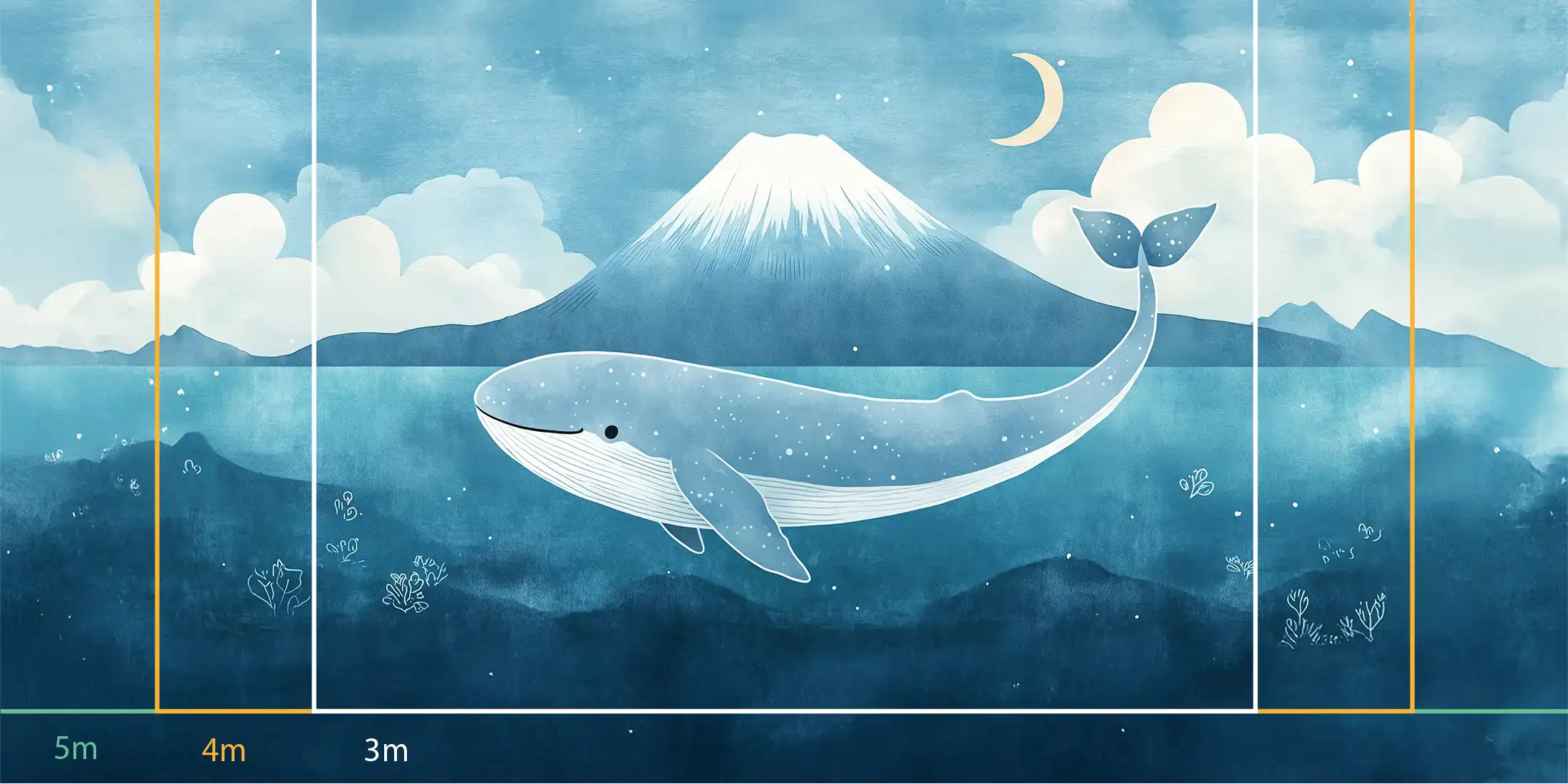 store_01JSP77R2WD9DAGQYCZT8JS9562Fassets2F1751468243103-1609-baleine-devant-son-volcan-mesures-400006 Toile tendue murale Baleine bleue, troisième visuel