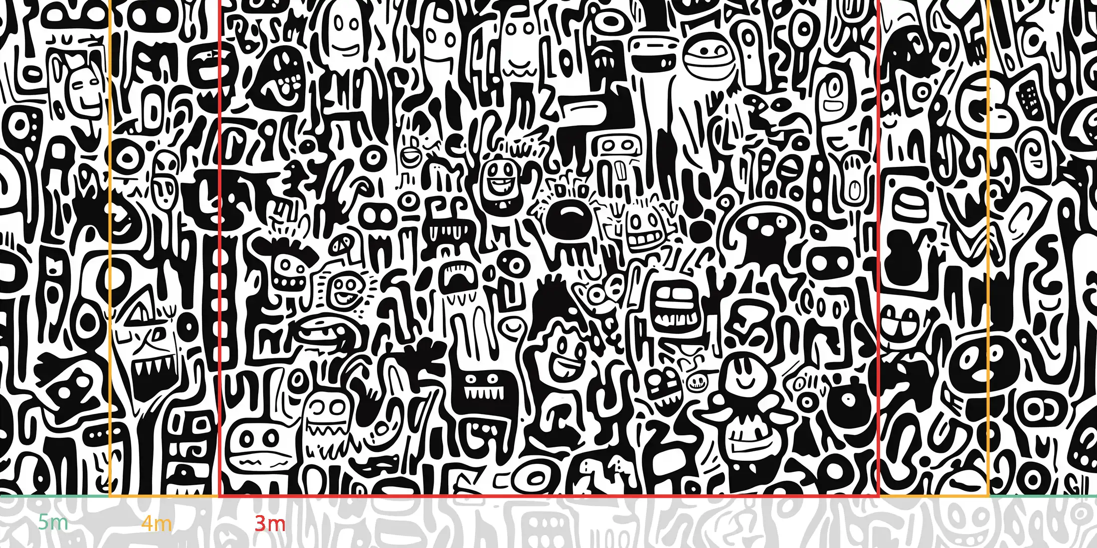 store_01JSP77R2WD9DAGQYCZT8JS9562Fassets2F1751468379133-1609-illu-monsters-blackandwhite-mesures-400001 Toile tendue murale P'tits monstres noir et blanc, troisième visuel
