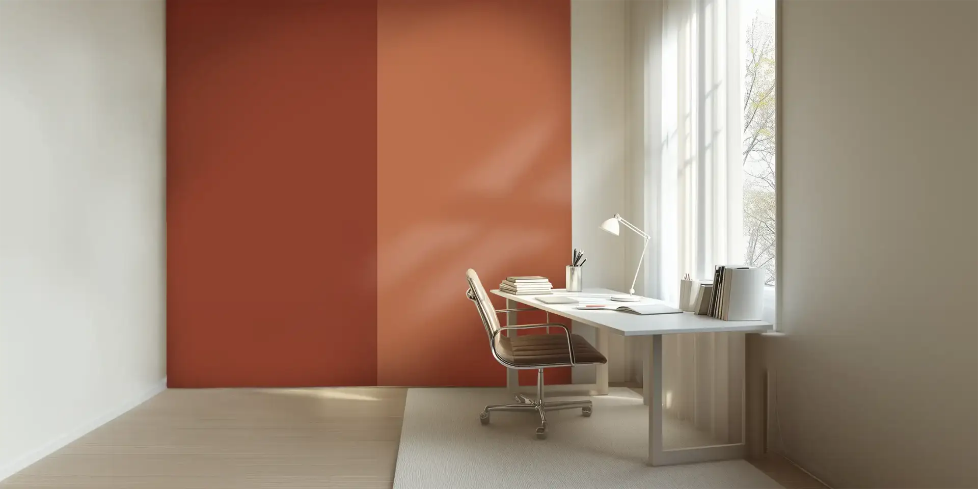 Toile tendue murale Red Earth, posée dans un intérieur