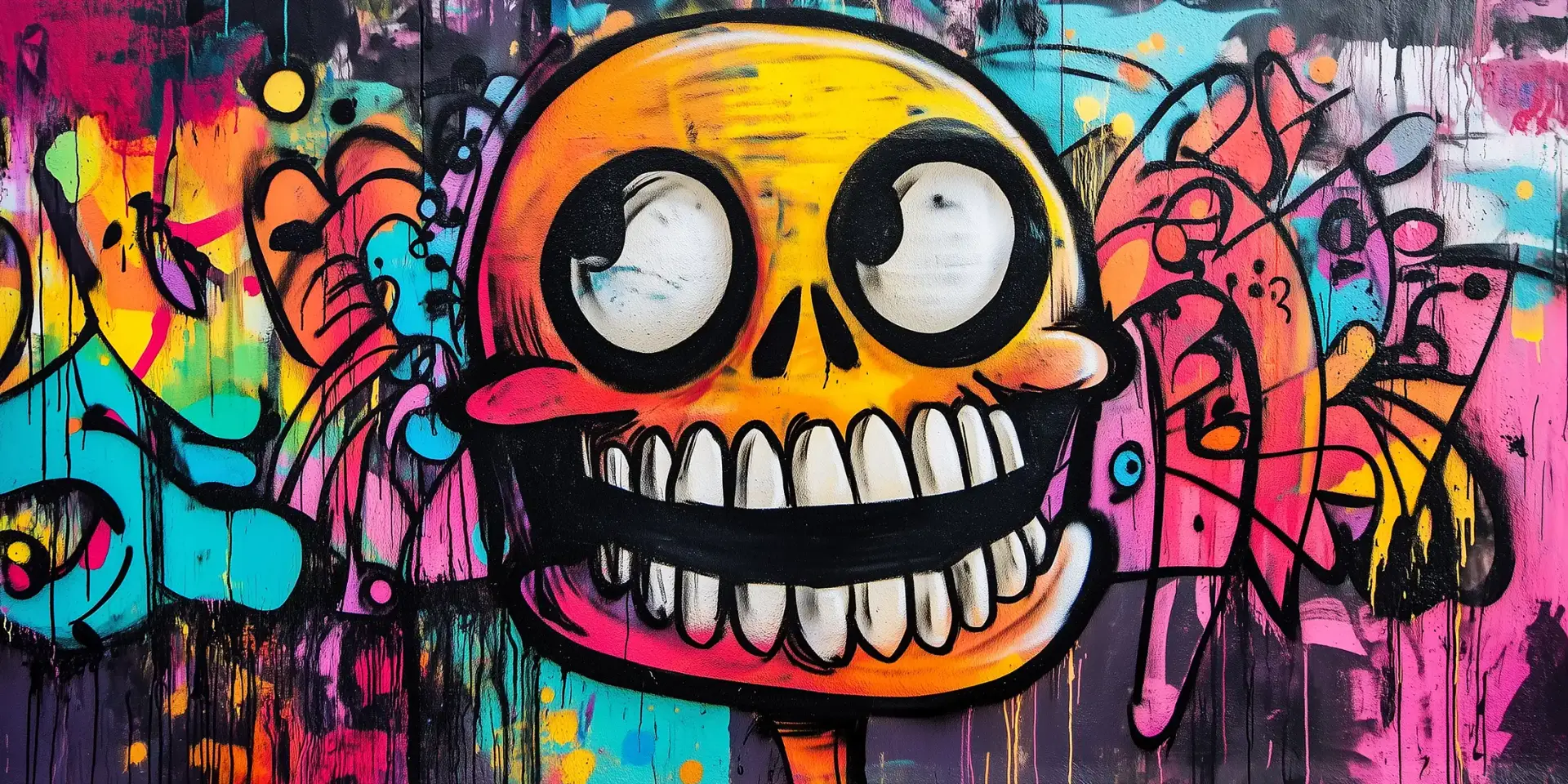Toile tendue murale Graffiti p'tite tête, posée dans un intérieur