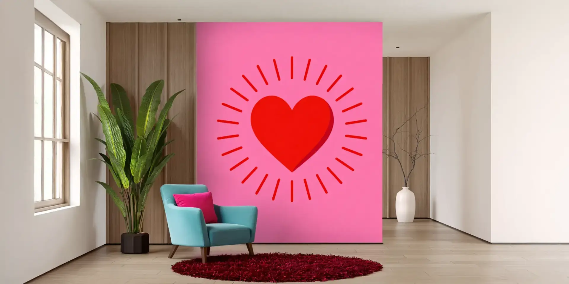 Toile tendue murale Pop Heart, posée dans un intérieur